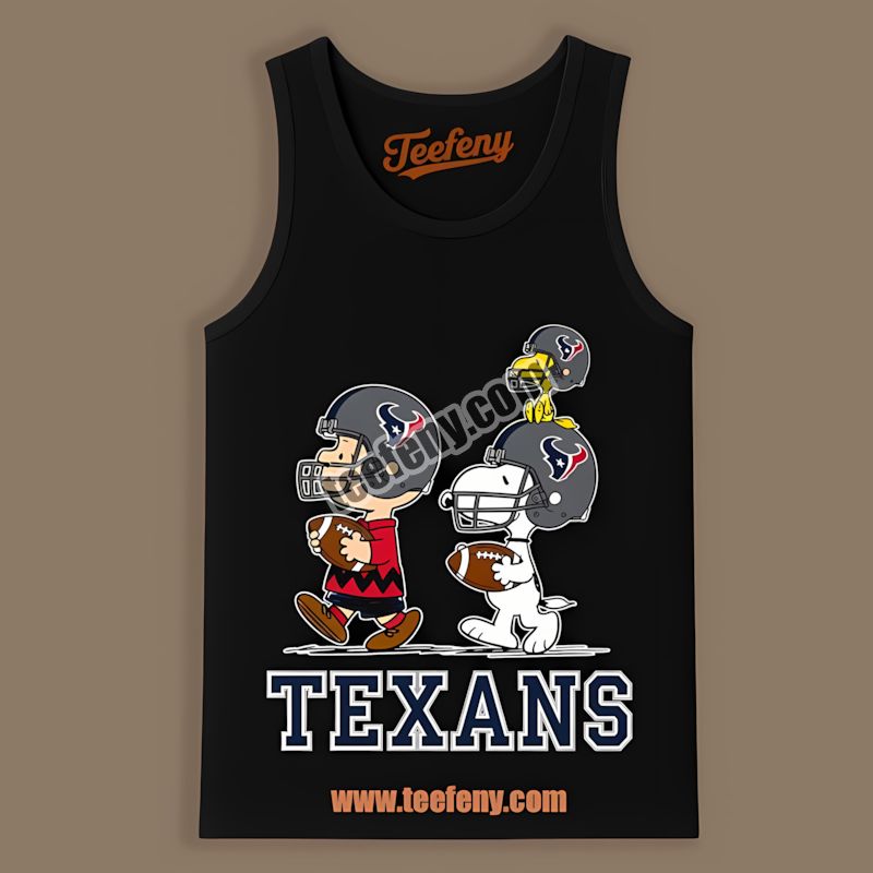Houston Texans Charlie Brown And Snoopy Play Together Retro Tanktop Houston Texans Charlie Brown And Snoopy Play Together Retro Tanktop