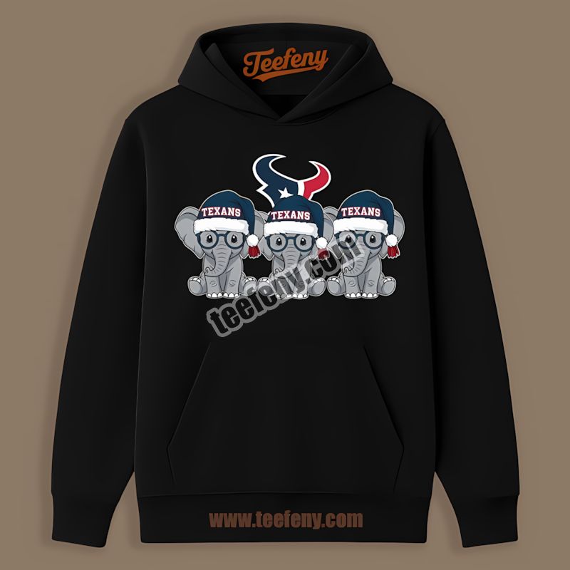 Houston Texans Christmas Elephants Vintage Hoodie Houston Texans Christmas Elephants Vintage Hoodie