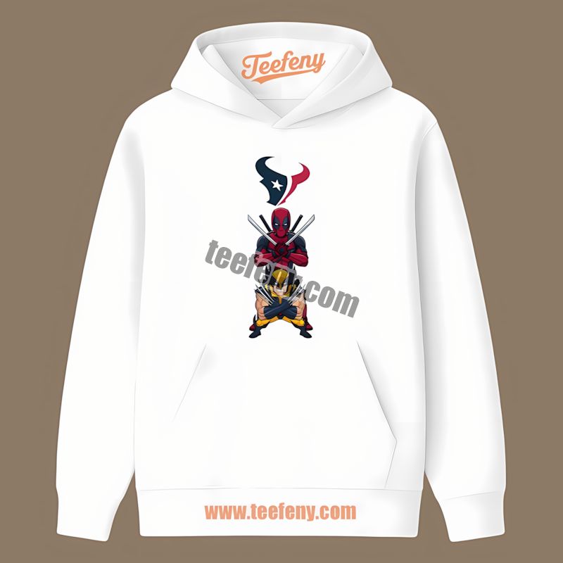Houston Texans Deadpool Wolverine Crossover Classic Hoodie Houston Texans Deadpool Wolverine Crossover Classic Hoodie