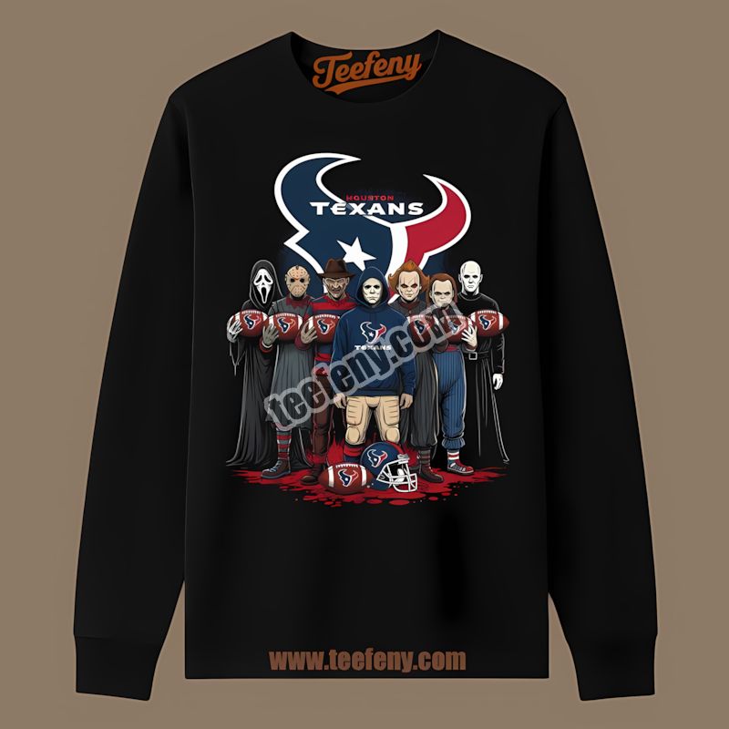 Houston Texans Horror Movie Characters Halloween Adults Long Sleeve Houston Texans Horror Movie Characters Halloween Adults Long Sleeve