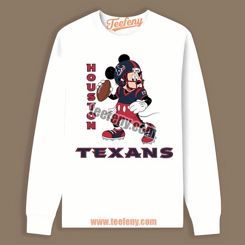 Houston Texans Mickey Quarterback Football Trendy Long Sleeve Houston Texans Mickey Quarterback Football Trendy Long Sleeve