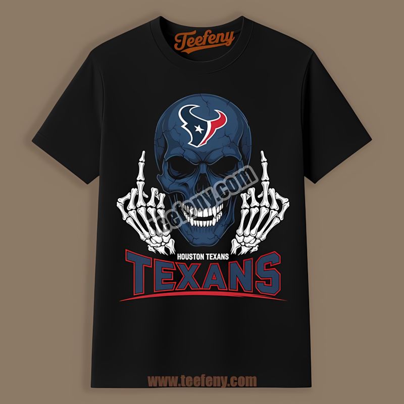Houston Texans Skull Middle Finger Color Shirt