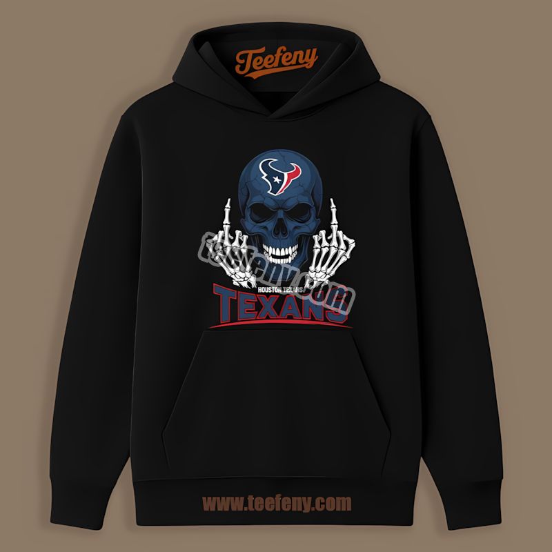 Houston Texans Skull Middle Finger Color Hoodie Houston Texans Skull Middle Finger Color Hoodie