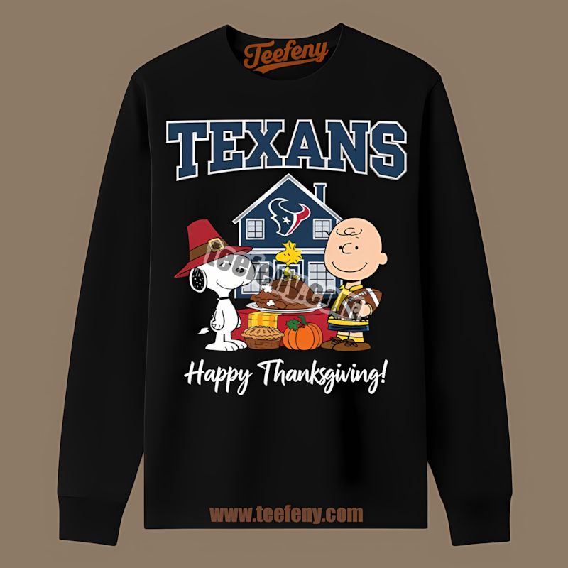 Houston Texans Snoopy Thanksgiving Regular Long Sleeve Houston Texans Snoopy Thanksgiving Regular Long Sleeve