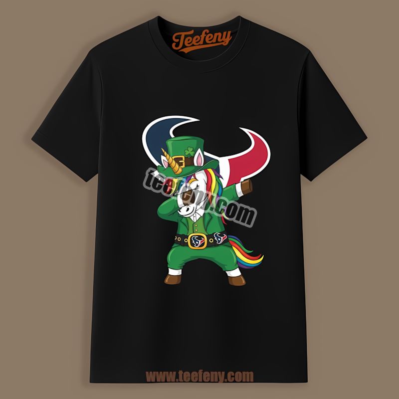 Houston Texans St Patricks Day Vs Dabbing Unicorn Adults Shirt