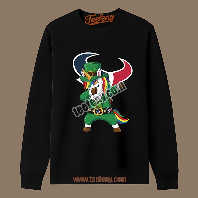 Houston Texans St Patricks Day Vs Dabbing Unicorn Adults Long Sleeve Houston Texans St Patricks Day Vs Dabbing Unicorn Adults Long Sleeve