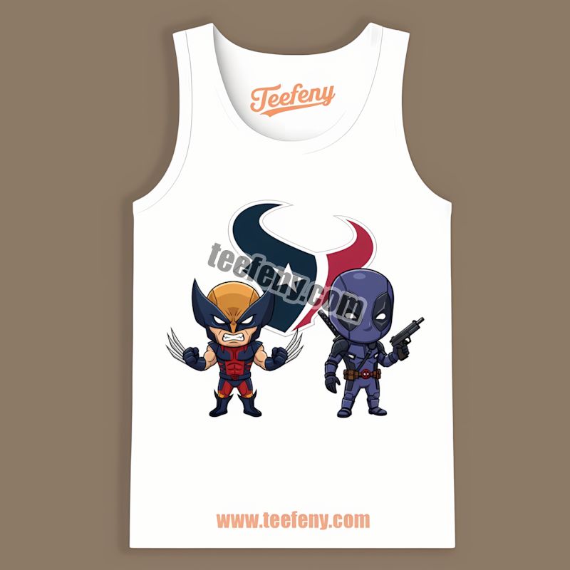 Houston Texans Wolverine Deadpool Superhero Graphic Tanktop Houston Texans Wolverine Deadpool Superhero Graphic Tanktop