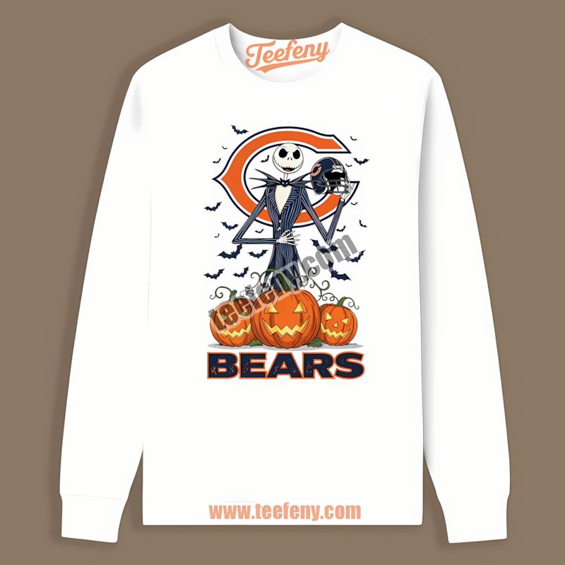 Jack Skellington Chicago Bears Halloween Pumpkin Vintage Long Sleeve Jack Skellington Chicago Bears Halloween Pumpkin Vintage Long Sleeve