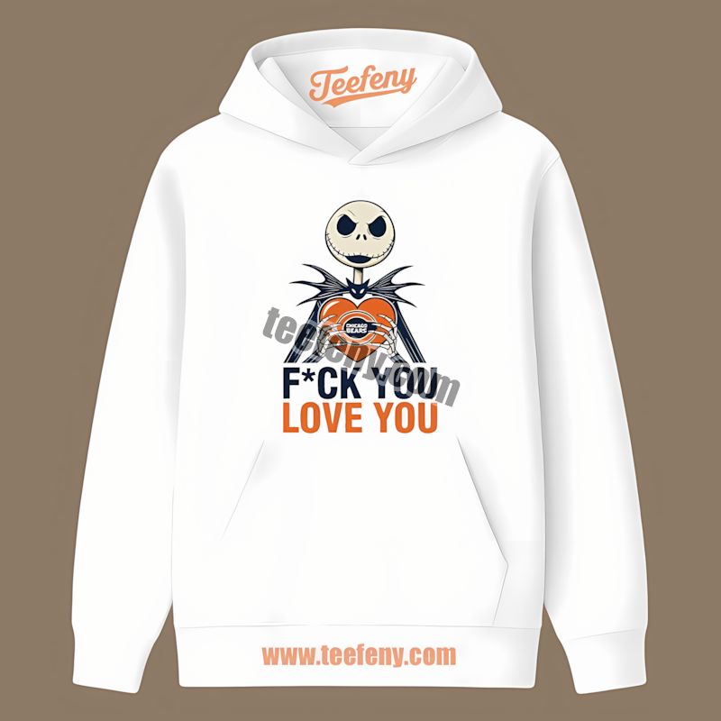 Jack Skellington Chicago Bears Heart Unisex Hoodie For Fans Jack Skellington Chicago Bears Heart Unisex Hoodie For Fans