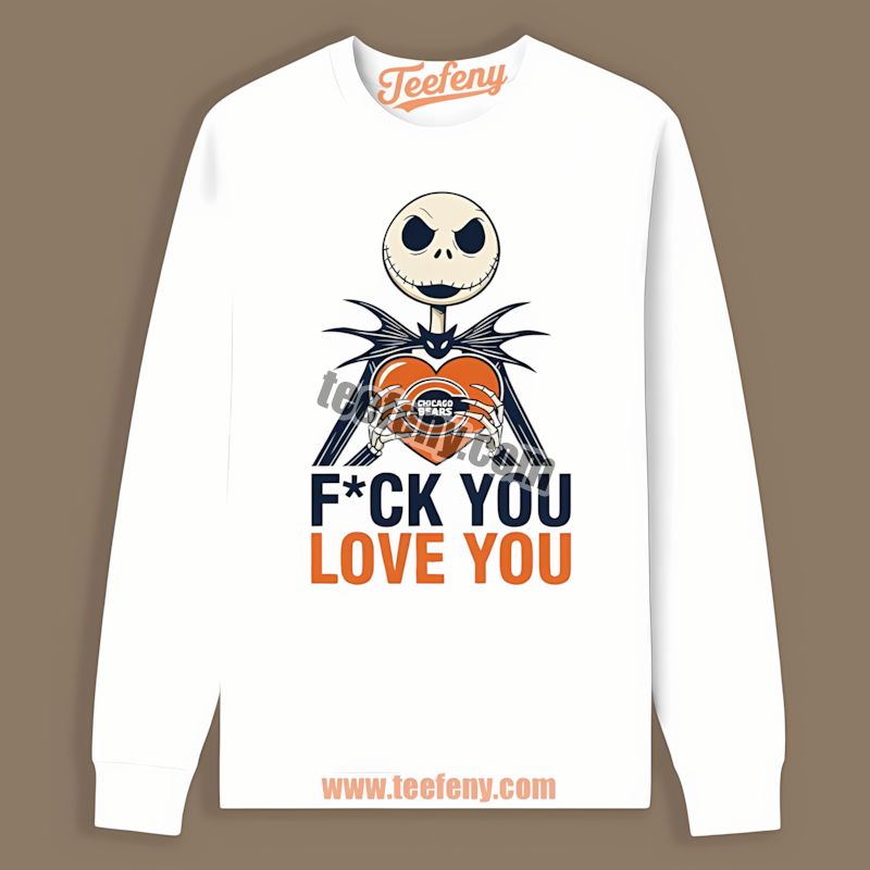 Jack Skellington Chicago Bears Heart Unisex Long Sleeve For Fans Jack Skellington Chicago Bears Heart Unisex Long Sleeve For Fans