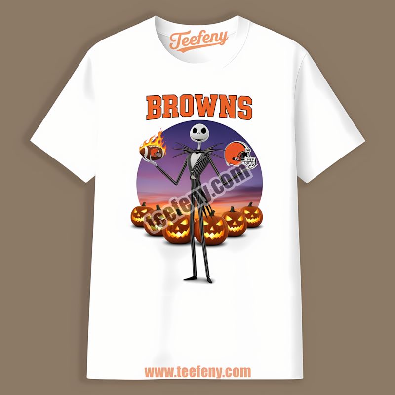 Jack Skellington Cleveland Browns Halloween Cotton Shirt