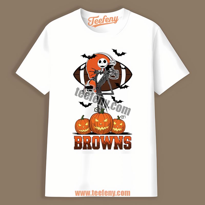 Jack Skellington Cleveland Browns Halloween Pumpkin Shirt