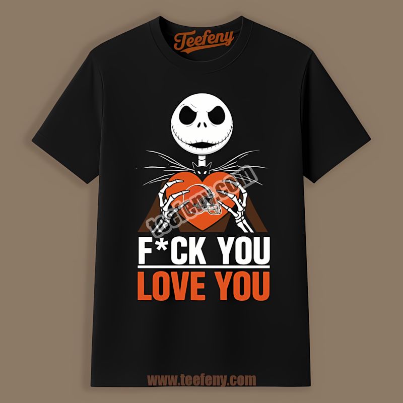 Jack Skellington Cleveland Browns Heart Cotton Shirt