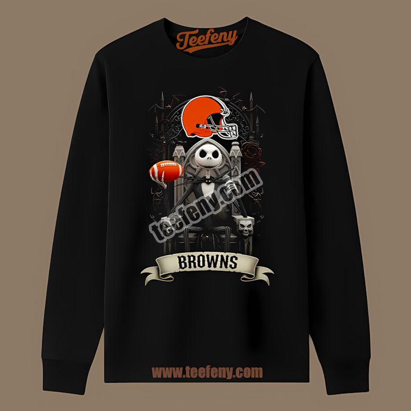 Jack Skellington Cleveland Browns Throne Adults Long Sleeve Jack Skellington Cleveland Browns Throne Adults Long Sleeve