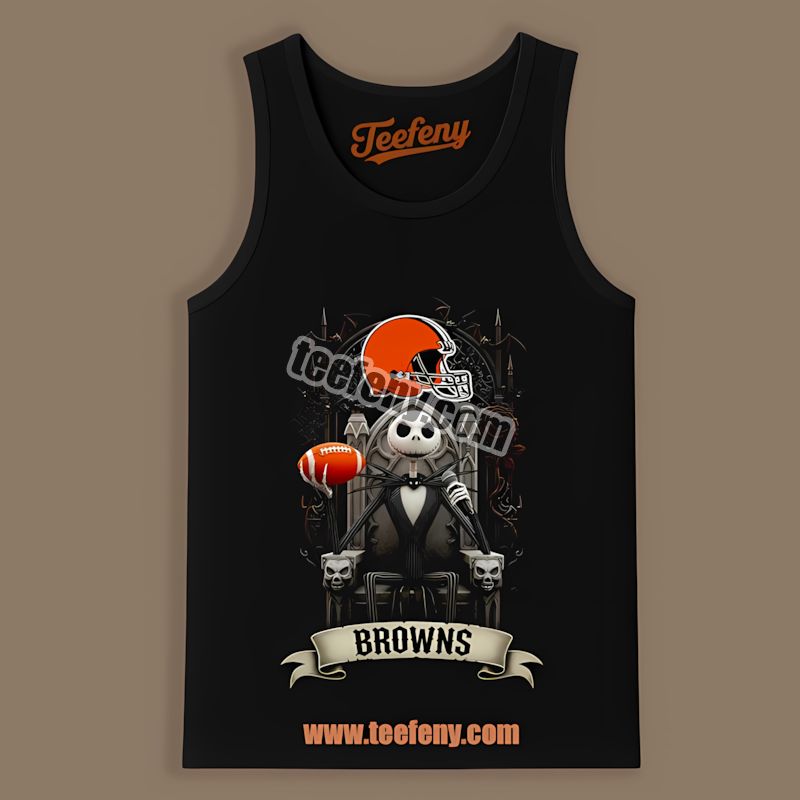 Jack Skellington Cleveland Browns Throne Adults Tanktop Jack Skellington Cleveland Browns Throne Adults Tanktop