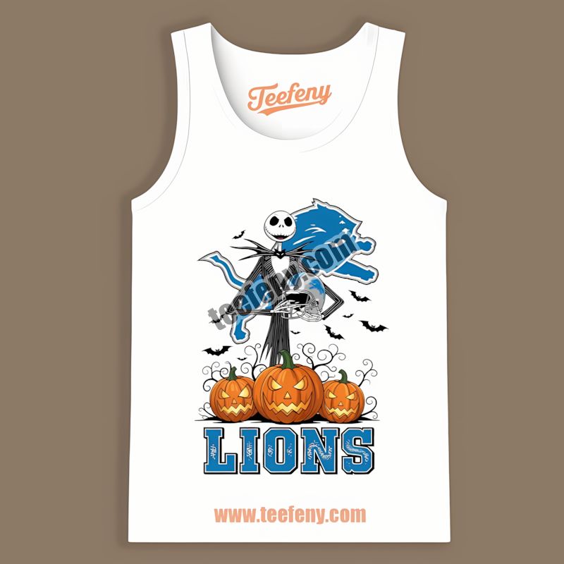 Jack Skellington Detroit Lions Halloween Pumpkin Regular Tanktop Jack Skellington Detroit Lions Halloween Pumpkin Regular Tanktop