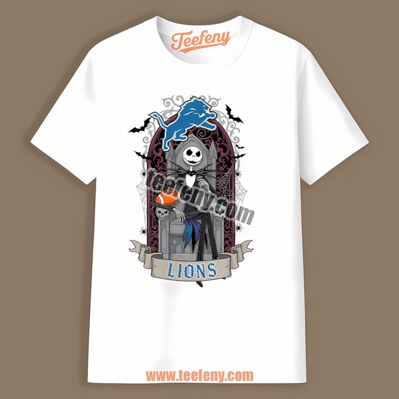 Jack Skellington Detroit Lions Throne Graphic Shirt