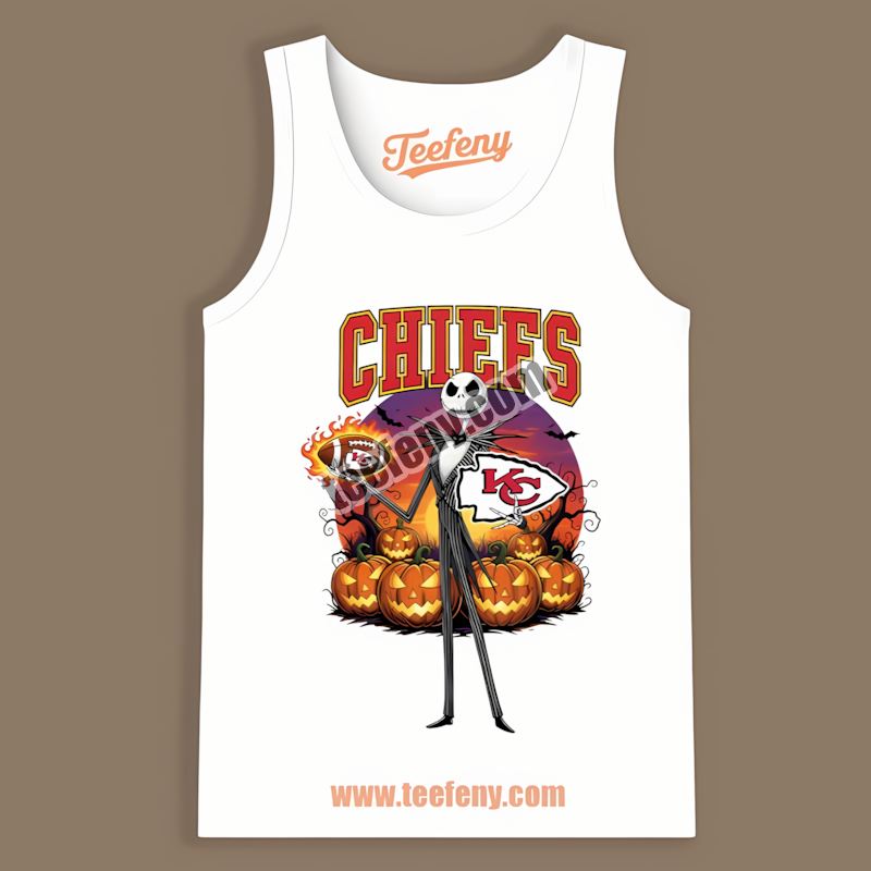 Jack Skellington Kansas City Chiefs Halloween Retro Tanktop Jack Skellington Kansas City Chiefs Halloween Retro Tanktop