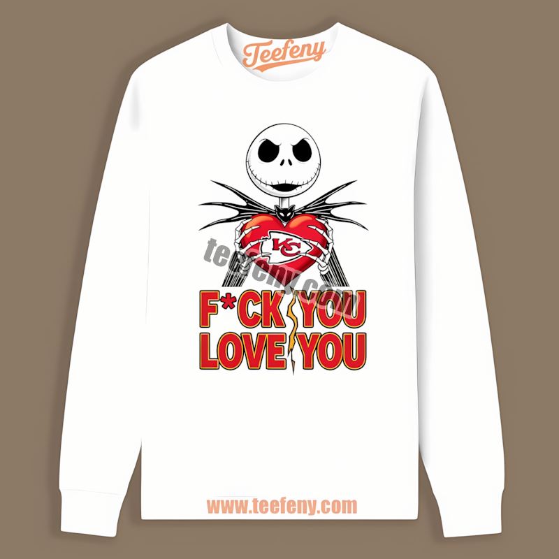 Jack Skellington Kansas City Chiefs Heart Graphic Long Sleeve Jack Skellington Kansas City Chiefs Heart Graphic Long Sleeve