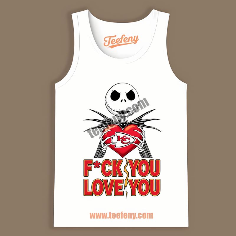 Jack Skellington Kansas City Chiefs Heart Graphic Tanktop Jack Skellington Kansas City Chiefs Heart Graphic Tanktop