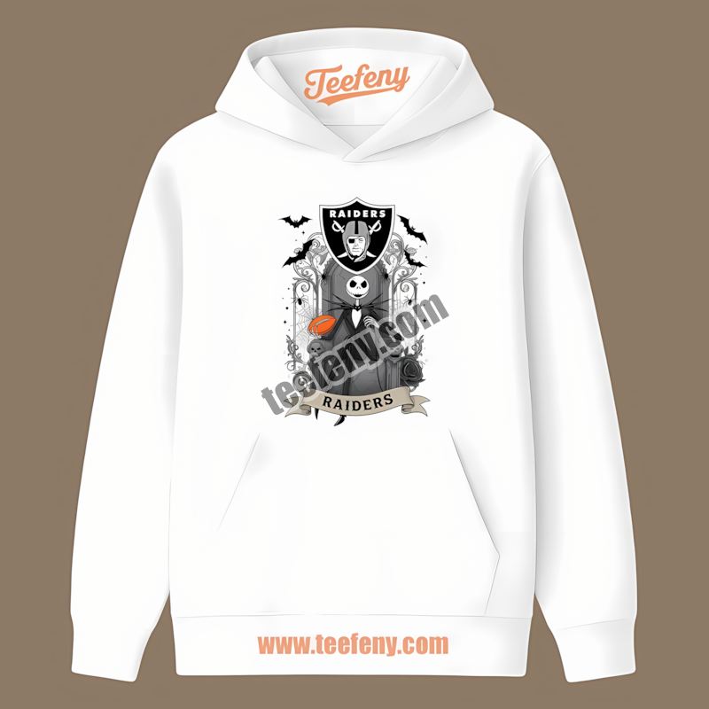 Jack Skellington Las Vegas Raiders Throne Cotton Hoodie Jack Skellington Las Vegas Raiders Throne Cotton Hoodie
