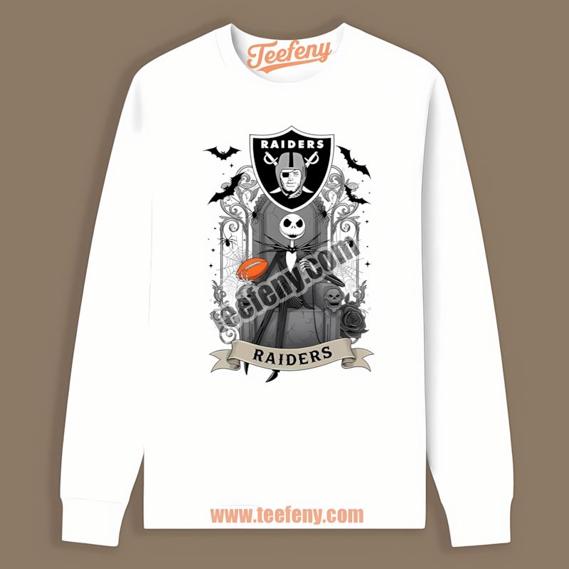 Jack Skellington Las Vegas Raiders Throne Cotton Long Sleeve Jack Skellington Las Vegas Raiders Throne Cotton Long Sleeve