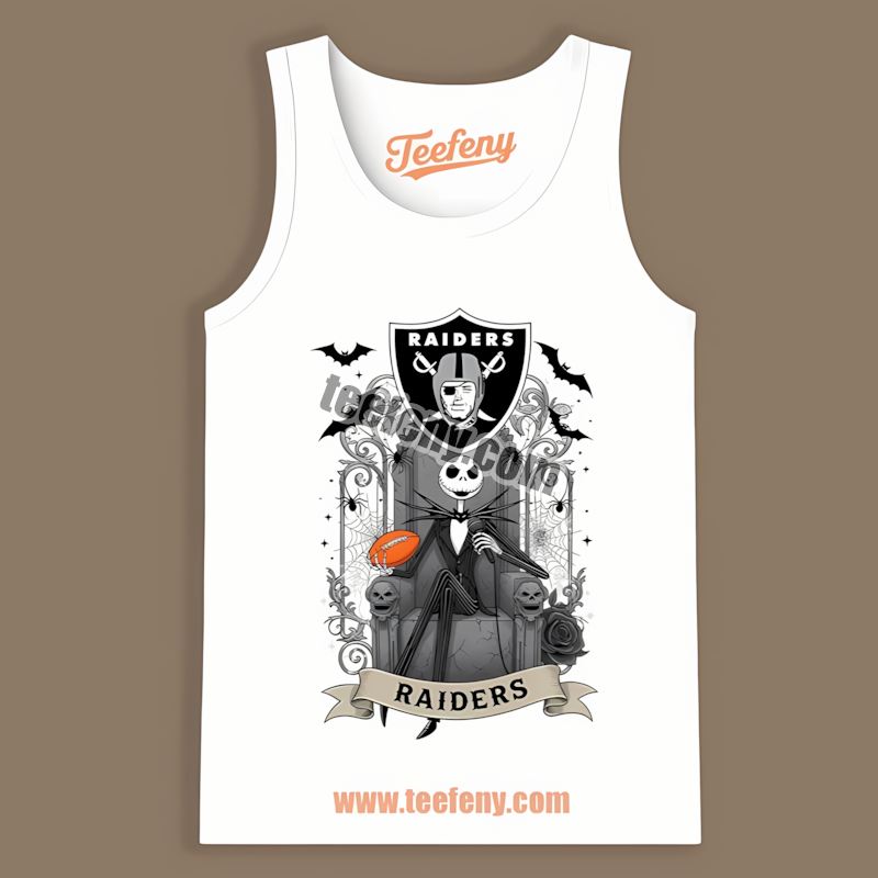 Jack Skellington Las Vegas Raiders Throne Cotton Tanktop Jack Skellington Las Vegas Raiders Throne Cotton Tanktop
