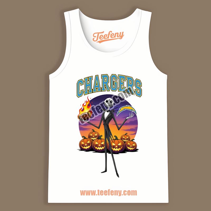 Jack Skellington Los Angeles Chargers Halloween Adults Tanktop Jack Skellington Los Angeles Chargers Halloween Adults Tanktop
