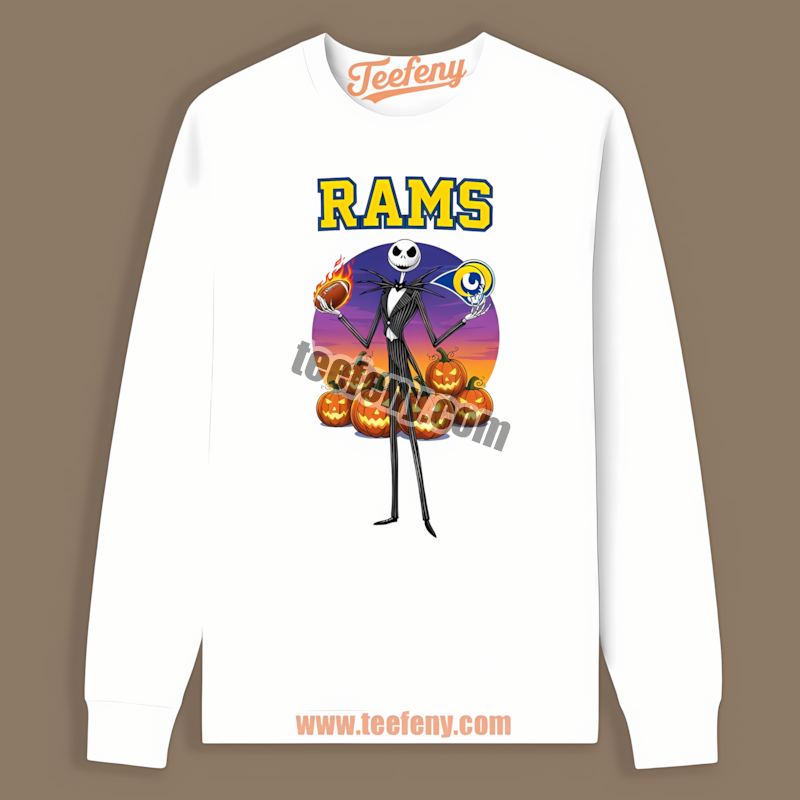 Jack Skellington Los Angeles Rams Halloween Trendy Long Sleeve Jack Skellington Los Angeles Rams Halloween Trendy Long Sleeve