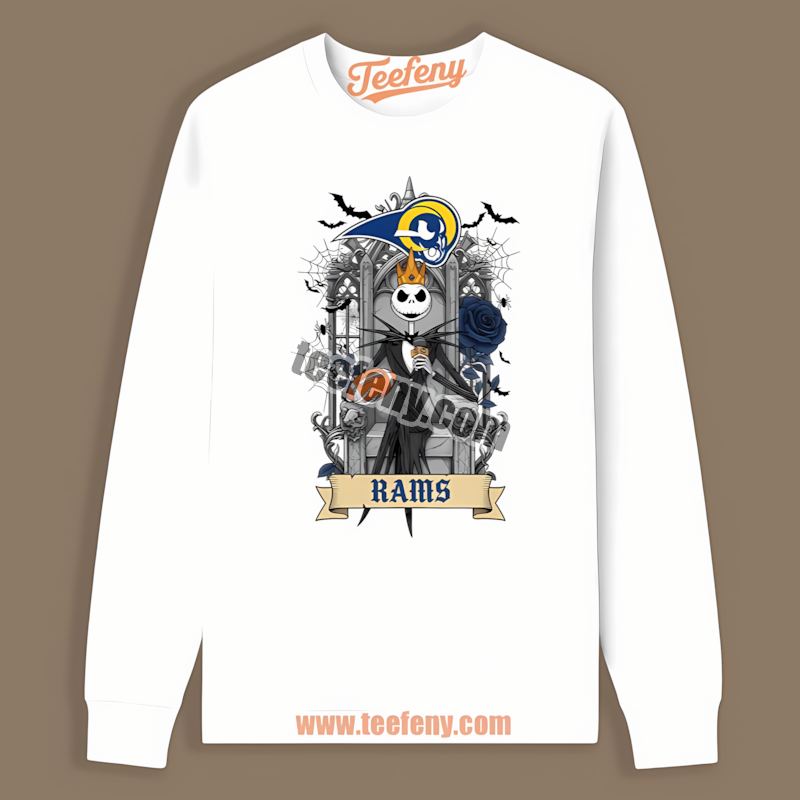 Jack Skellington Los Angeles Rams Throne Adults Long Sleeve Jack Skellington Los Angeles Rams Throne Adults Long Sleeve