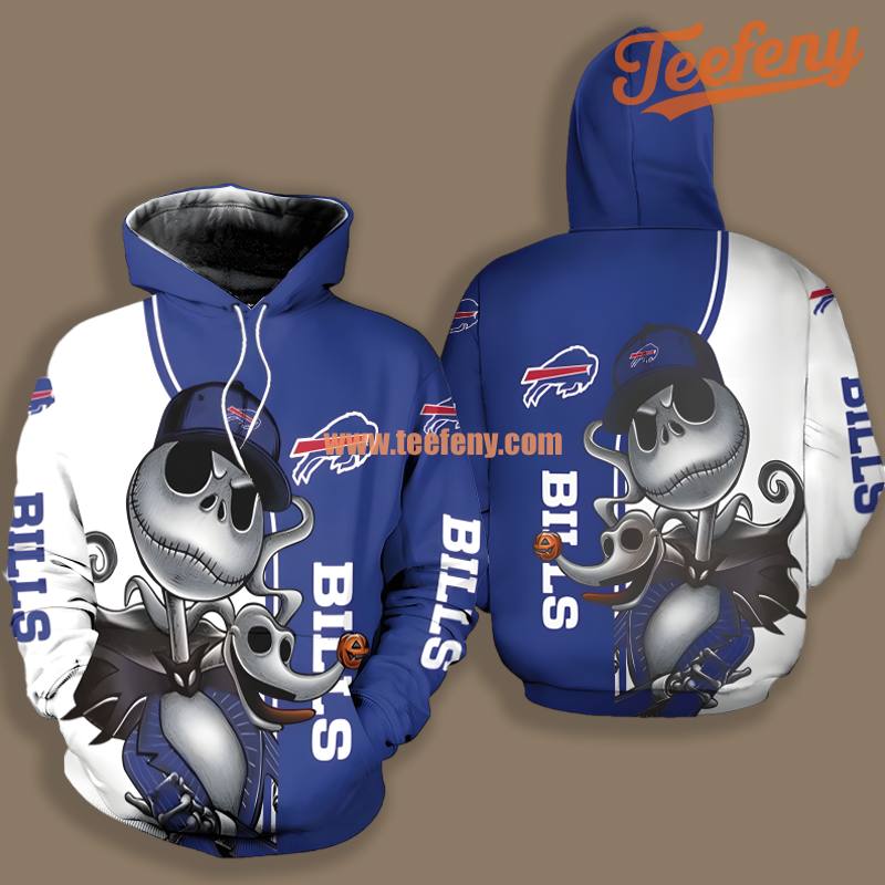 Jack Skellington Zero Buffalo Bills Blue White 3D Youth Shirt Hoodie
