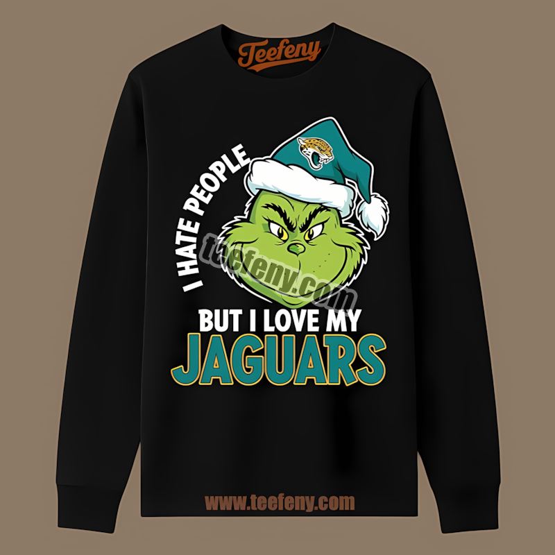 Jacksonville Jaguars Grinch I Hate People But Love Trendy Long Sleeve Jacksonville Jaguars Grinch I Hate People But Love Trendy Long Sleeve