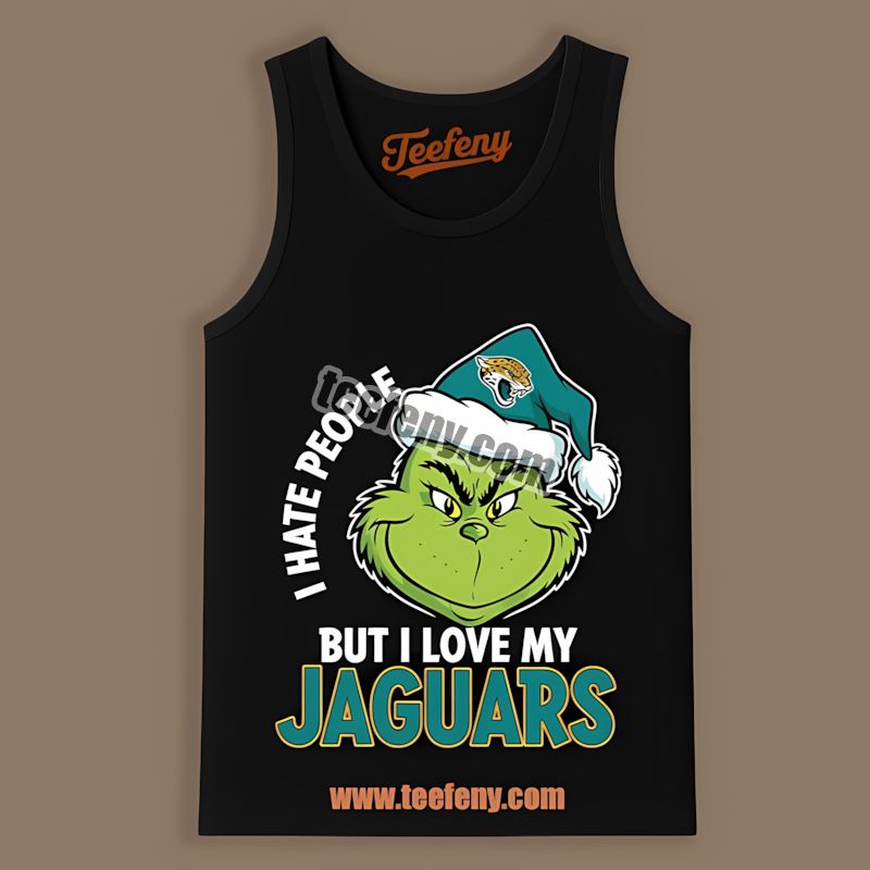 Jacksonville Jaguars Grinch I Hate People But Love Trendy Tanktop Jacksonville Jaguars Grinch I Hate People But Love Trendy Tanktop