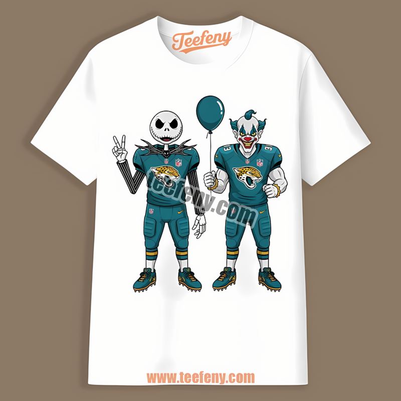Jacksonville Jaguars Halloween Jack Skellington And Pennywise Graphic Shirt