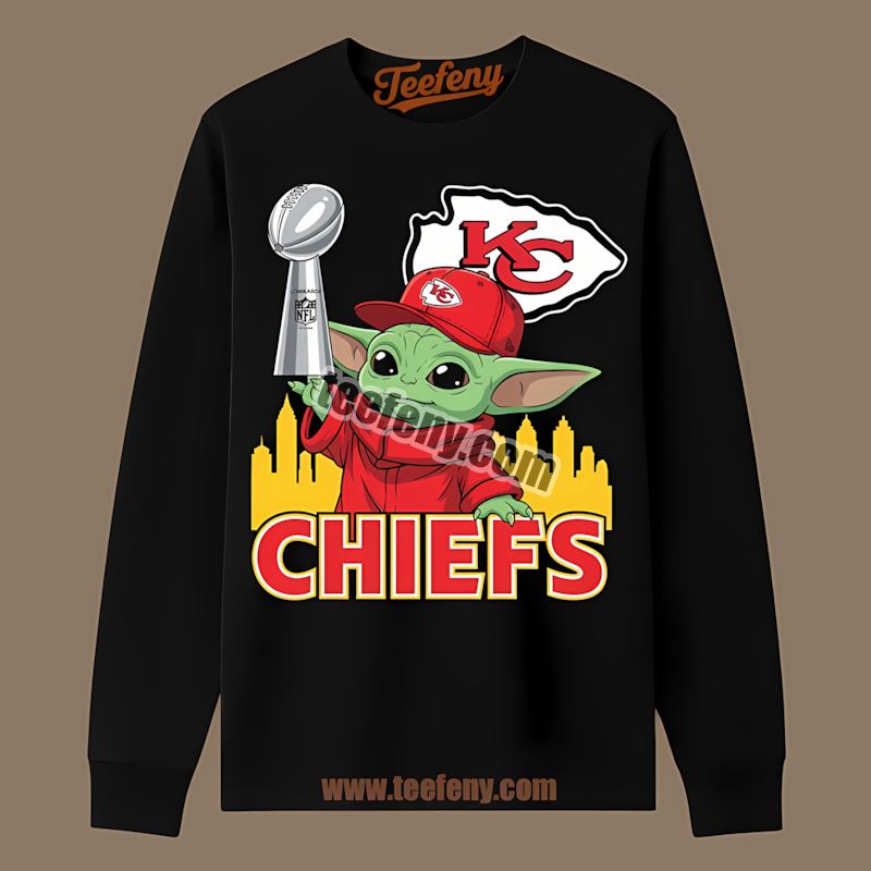 Kansas City Chiefs Baby Yoda Holding Super Bowl Cup Trendy Long Sleeve Kansas City Chiefs Baby Yoda Holding Super Bowl Cup Trendy Long Sleeve