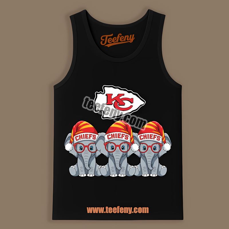 Kansas City Chiefs Christmas Elephants Color Tanktop Kansas City Chiefs Christmas Elephants Color Tanktop