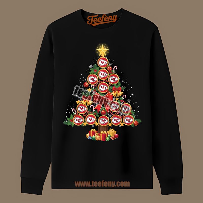 Kansas City Chiefs Christmas Tree Logo Retro Long Sleeve Kansas City Chiefs Christmas Tree Logo Retro Long Sleeve