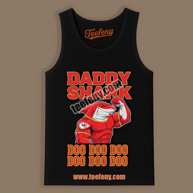 Kansas City Chiefs Daddy Shark Color Tanktop Kansas City Chiefs Daddy Shark Color Tanktop