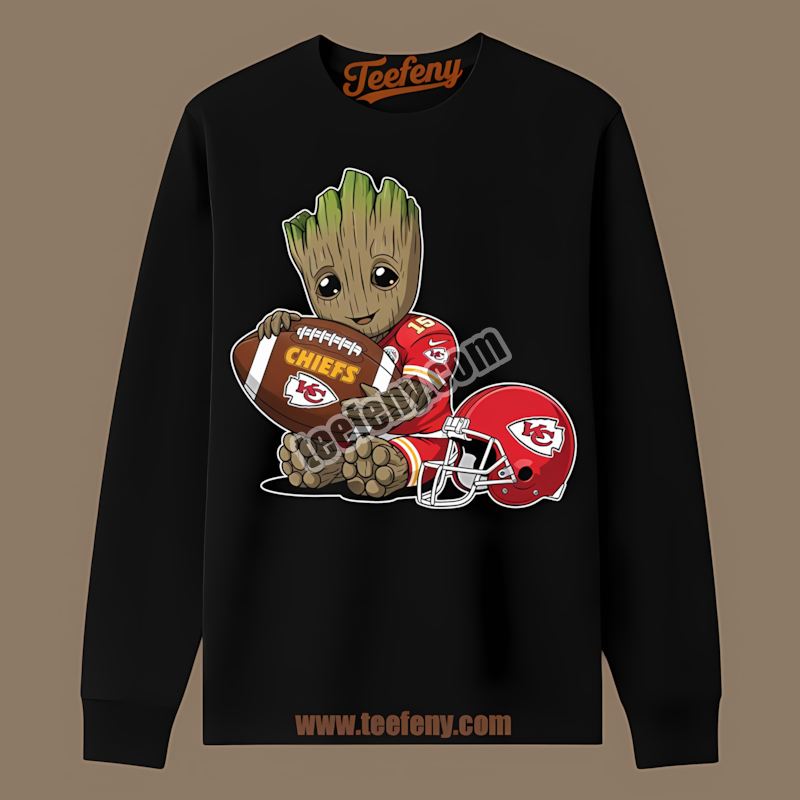 Kansas City Chiefs Groot Football Vintage Long Sleeve Kansas City Chiefs Groot Football Vintage Long Sleeve