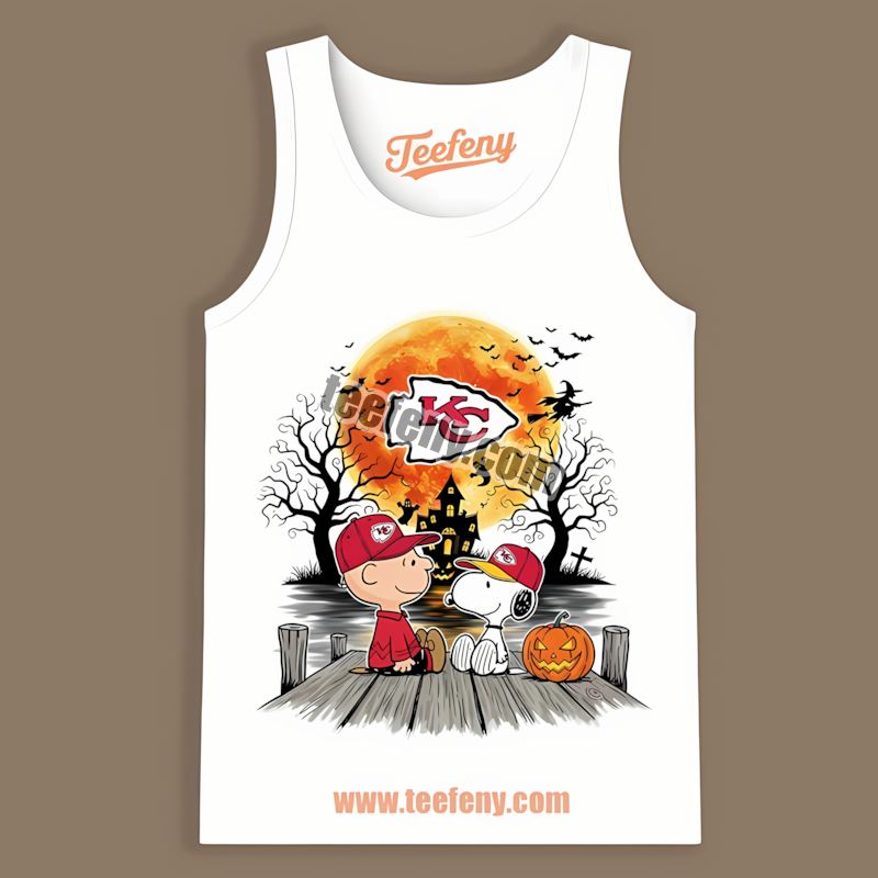 Kansas City Chiefs Halloween Charlie Brown And Snoopy Graphic Tanktop Kansas City Chiefs Halloween Charlie Brown And Snoopy Graphic Tanktop