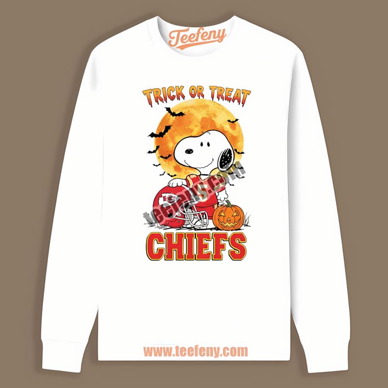 Kansas City Chiefs Halloween Snoopy Trick Or Treat Regular Long Sleeve Kansas City Chiefs Halloween Snoopy Trick Or Treat Regular Long Sleeve