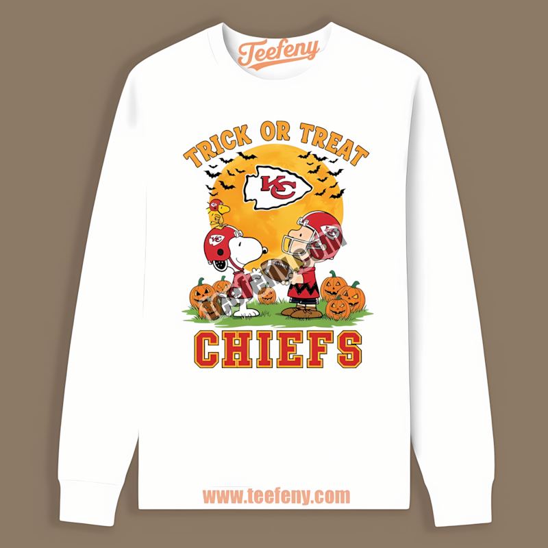 Kansas City Chiefs Halloween Trick Or Treat Charlie Brown Snoopy Trendy Long Sleeve Kansas City Chiefs Halloween Trick Or Treat Charlie Brown Snoopy Trendy Long Sleeve