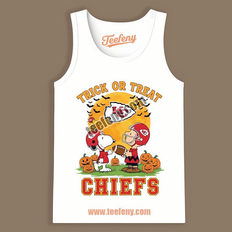 Kansas City Chiefs Halloween Trick Or Treat Charlie Brown Snoopy Trendy Tanktop Kansas City Chiefs Halloween Trick Or Treat Charlie Brown Snoopy Trendy Tanktop