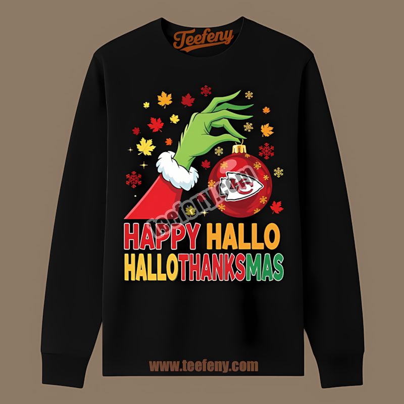 Kansas City Chiefs Happy Hallothanksmas Regular Long Sleeve Kansas City Chiefs Happy Hallothanksmas Regular Long Sleeve