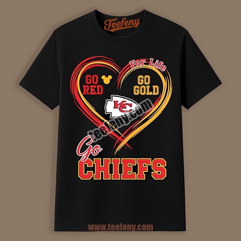 Kansas City Chiefs Heart Go Red Go Gold Retro Shirt