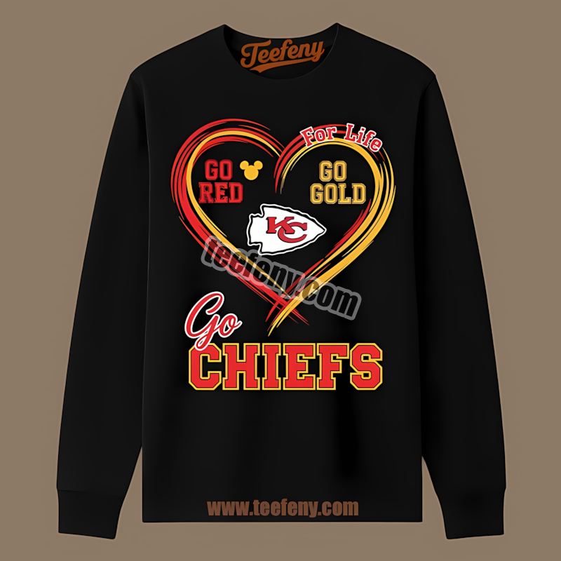 Kansas City Chiefs Heart Go Red Go Gold Retro Long Sleeve Kansas City Chiefs Heart Go Red Go Gold Retro Long Sleeve