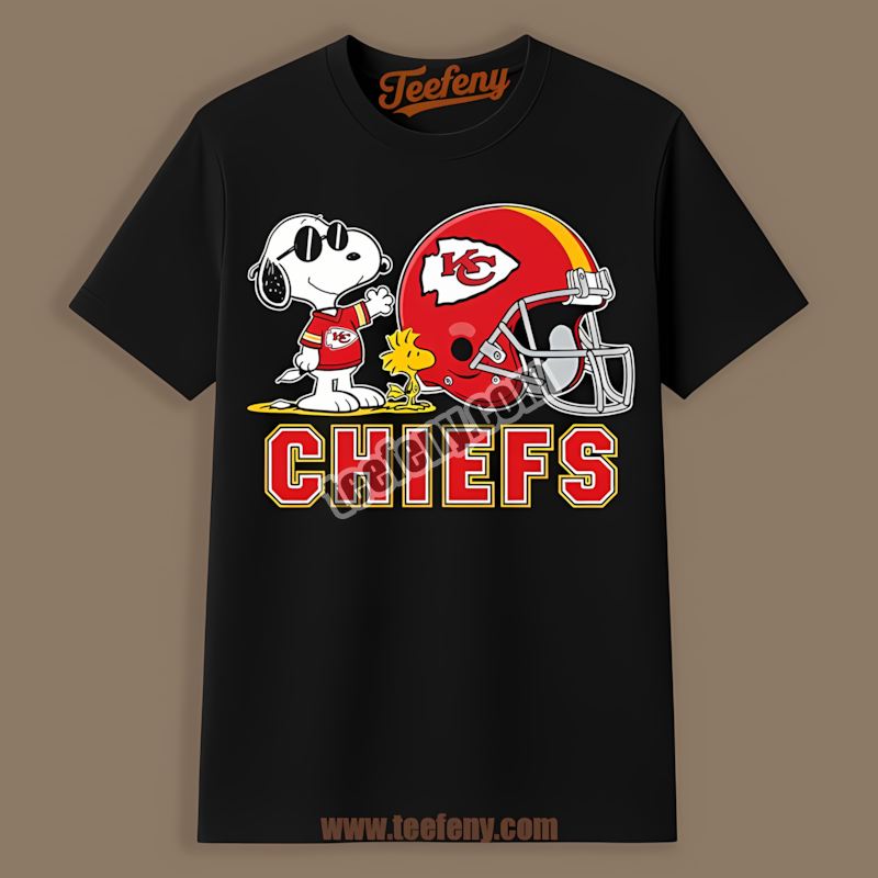 Kansas City Chiefs Helmet Vs Snoopy And Woodstock Color Shirt