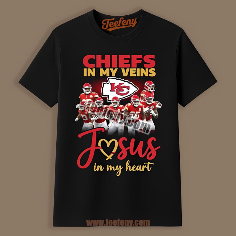 Kansas City Chiefs In My Veins Jesus In My Heart Retro Shirt