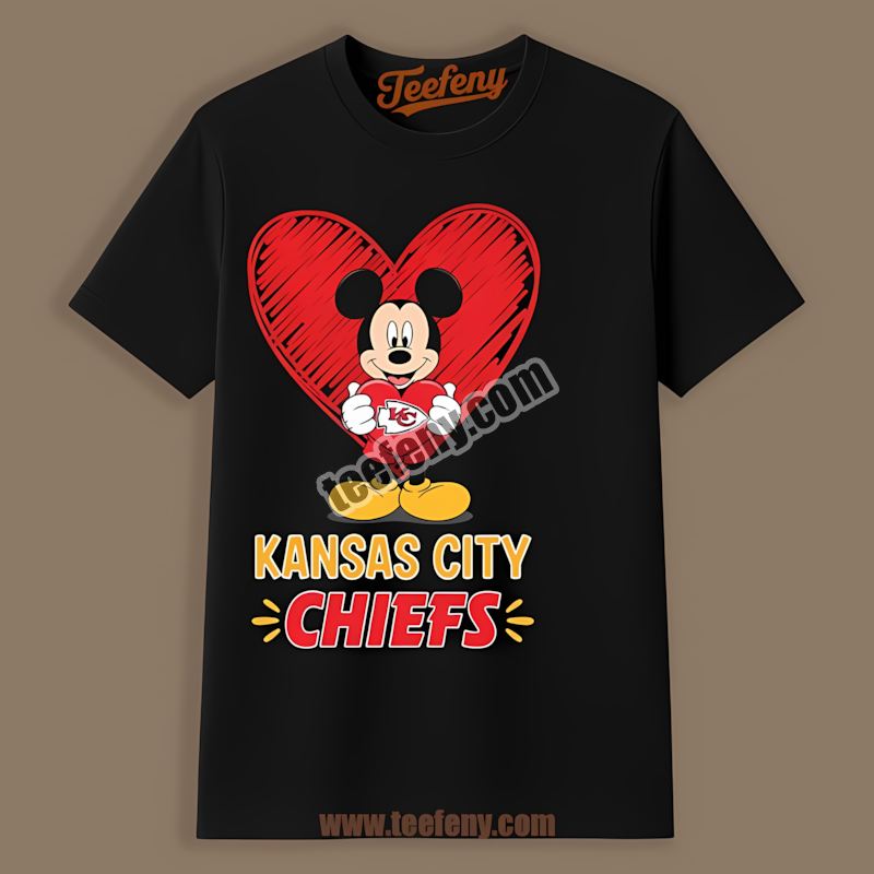 Kansas City Chiefs Mickey Heart Cotton Shirt