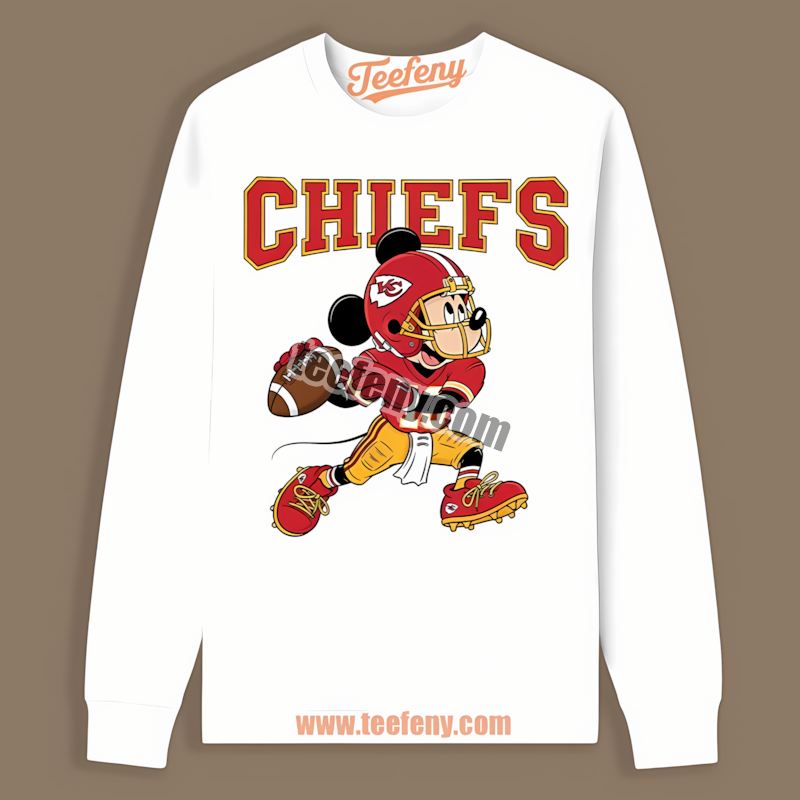Kansas City Chiefs Mickey Quarterback Football Color Long Sleeve Kansas City Chiefs Mickey Quarterback Football Color Long Sleeve
